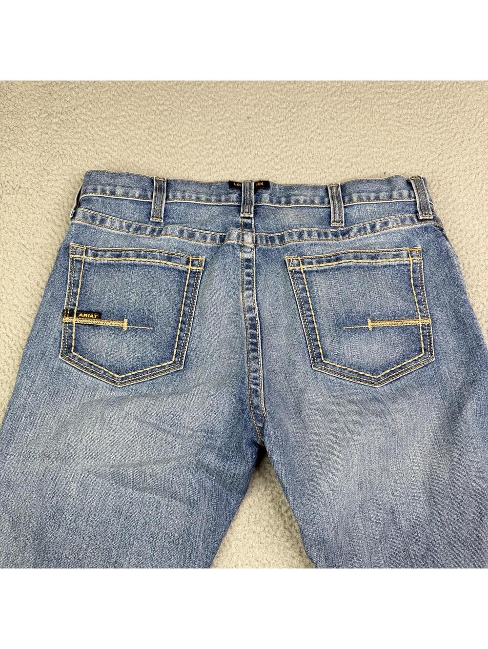 Ariat Rebar M7 Slim Straight Blue Denim Jeans Mens 35x30 Mid Rise Stretch